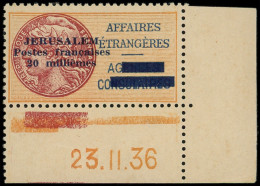 ** JERUSALEM 2 : 20m Jaune-orange Et Brun-rouge, Cdf Daté 23/11/36, TB - Guerre (timbres De)