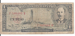 CUBA 1 PESO 1957 VG+ P 87 B - Kuba