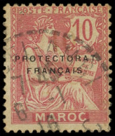 MAROC 41b : 10c. Rose, SANS La Surcharge Arabe, Obl., TB - Other & Unclassified