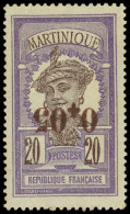 ** MARTINIQUE 106a : 0,05 Sur 20c. Violet Et Brun, Surcharge RENVERSEE, TB - Other & Unclassified