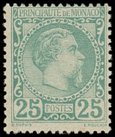 ** MONACO 6 : 25c. Vert, Charles III, TTB - Unused Stamps