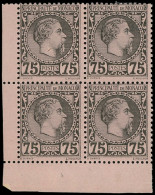 ** MONACO 8 : 75c. Noir Sur Rose, Charles III, BLOC De 4 Cdf, Très Frais Et TB - Unused Stamps