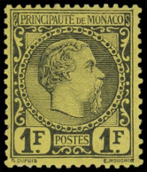 * MONACO 9 : 1f. Noir Sur Jaune, Charles III, Un Point D'aminci, Bien Centré, TB - Nuovi