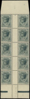 ** MONACO 92 : 75c. Gris-noir, BLOC De 10 Haut De Feuille, SANS MILLESIME, TTB - Used Stamps