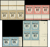 ** MONACO 143a, 146a, 147a Et 148a : Petit 0, Gros 6 Et Chiffres 8 Et 5 ESPACES, Tenant à Normaux, En Paire, Bandes De 3 - Unused Stamps