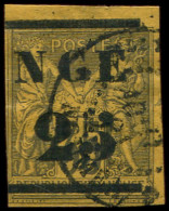 NOUVELLE CALEDONIE 4 : 25 Sur 35c. Violet-noir Sur Jaune, Filet Touché Dans Un Angle, B/TB. C - Used Stamps