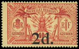 ** NOUVELLES HEBRIDES 69 : 2d. Sur 40c. Rouge Sur Jaune, TB. Br - Sonstige & Ohne Zuordnung