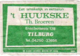 Dutch Matchbox Label, TILBURG - North Brabant, Eetsalon 't HUUKSKE, Th. Broeren, Holland, Netherlands - Boites D'allumettes - Etiquettes