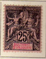 Anjouan - (1892-99) -   25 C. Type Groupe   Neuf* - MH - Unused Stamps