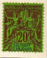 Anjouan - (1892-99) -   20 C. Type Groupe   Neuf* - MH - Neufs