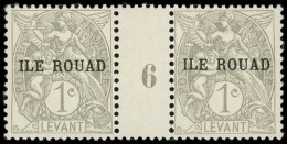 ** ROUAD 4 : 1c. Gris, Papier X, PAIRE Mill.6, TB - Other & Unclassified