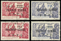 SAINT PIERRE ET MIQUELON 281/84 : Expo De New-York, Surch. FRANCE LIBRE F.N.F.L., Obl., TB - Used Stamps