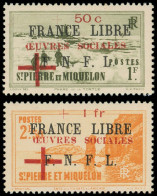 ** SAINT PIERRE ET MIQUELON 310/11 : Oeuvres Sociales, FRANCE LIBRE, F.N.F.L, TB - Ungebraucht