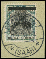 SARRE 15a : 75c. Vert Et Noir, Surcharge RENVERSEE, Obl. FECHNIGEN 17/2/20 S. Fragt, TB - Used Stamps