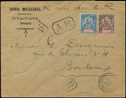 Let SENEGAL 13 Et 15 : 15c. Et 25c. Obl. Càd TIVAOUANE 4/2/02 S. Env. Rec. AR, Arr. Bordeaux, TB - Autres & Non Classés