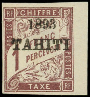 (*) TAHITI Taxe 25 : 1f. Marron, Petit Bdf, TB - Otros & Sin Clasificación