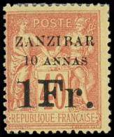 * ZANZIBAR 16A : 1f. Sur 40c. Rouge-orange, T III, TB - Nuovi