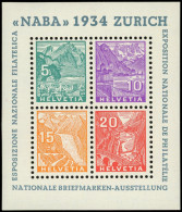 * SUISSE BF 1 : NABA, Timbres **, TB - Blocs & Feuillets