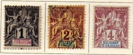 Anjouan - (1892-99) -   1 C. 2 C. 4 C. . Type Groupe  Oblitere Et Neufs* - MH - Used Stamps