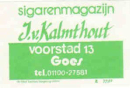 Dutch Matchbox Label, Goes - Zeeland, Sigarenmagazijn J.v. Kalmthout, Cigar Warehouse, Holland, Netherlands - Boites D'allumettes - Etiquettes