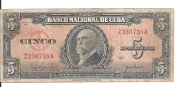 CUBA 5 PESOS 1950 VG+ P 78 B - Kuba