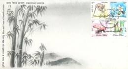 INDIA - 2005 - FDC STAMPS OF FLORA  AND FAUNA OF NORTH EAST INDIA. - Lettres & Documents