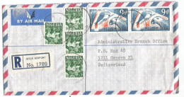 Nigeria Registered AirmailCV Ikeja Airport 30aug1968 With D.9 Pair + D.3 Strip3+1 To Suisse - Nigeria (1961-...)