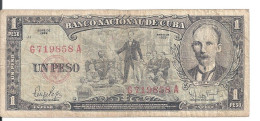 CUBA 1 PESO 1959 VF P 90 - Kuba