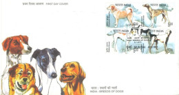 INDIA - 2005 - FDC STAMPS OF BREEDS OF DOGS. - Covers & Documents