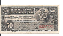 CUBA 50 CENTAVOS 1896 VF+ P 46 A - Kuba