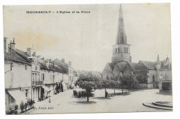 CPA écrite En 1917 - MEURSAULT - L'Eglise Et La Place - Edit. Ronco Ainé - Animé - - Meursault