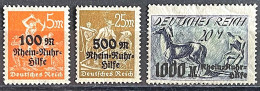 1923 - Deutsches Reich Série 3 Timbres Avec Surcharge: 2 Neufs* Et 1 (*) - MI Du N°258 Au 260 - Aide Au Rhin & à La Ruhr - 1922-1923 Emissions Locales