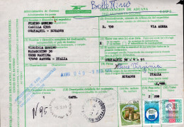 Italia (1991) - Dichiarazione Doganale  Di Bollettino Pacchi Via Aerea Proveniente Dalla Spagna - Postal Parcels