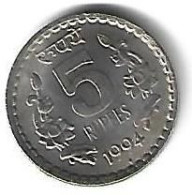 *india 5 Rupee 1994 B   Km 154.1 Xf+ - Inde