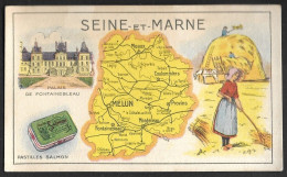 Département  SEINE Et MARNE, Carte Géographique, Chromo Publicitaire Pastille SALMON - Ile-de-France