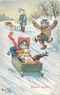 Cpa Arth. Thiele – Bonne Année – Chats Humanisées, Luge - Thiele, Arthur