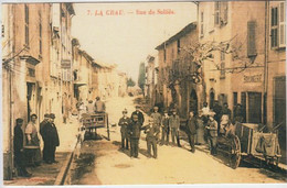 RT27.032 TER VAR.PHOTO REPRODUCTION  DE CARTE LA CRAU.RUE DE SOLLIES .ATTELAGE - La Crau