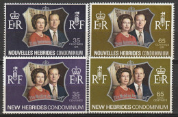 Nouvelles Hébrides Noces D Argent Des Souverains Britaniques1972 France Anglaise N°354/357 Neuf** - Unused Stamps
