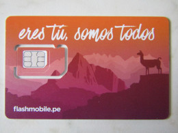 VERY DIFFICULT  SIM GSM FIRST FLASHMOBILE  PEROU AND BEAUTIFUL MOUNTAIN AND LAMA  MINT VERY RARE - Perù