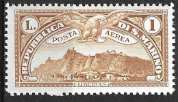 SAN MARINO - 1931 - POSTA AEREA - SAN  MARINO - LIRE 1  - NUOVO MNH** ( YVERT AV 3- MICHEL 167  - SS PA 3) - Luftpost