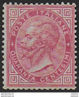 1863-65 Italia VE II 40c. Rosa Carminio Torino MH Sassone N. T20 - Other & Unclassified