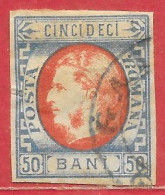 Roumanie N°25a 50b Bleu Pâle & Rouge 1869 O - 1858-1880 Moldavie & Principauté