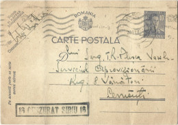 ROMANIA 1944 POSTCARD, CENSORED SIBIU 18, POSTCARD STATIONERY - Cartas De La Segunda Guerra Mundial