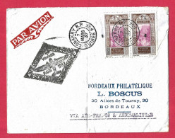 !!! 1ER VOYAGE AÉROMARITIME AFRIQUE-FRANCE, LETTRE PAR AVION DE CONAKRY, GUINÉE FRANÇAISE POUR BORDEAUX, DE 1937 - Lettres & Documents