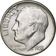 États-Unis, Dime, Roosevelt Dime, 1955, U.S. Mint, BU, Argent, SPL, KM:195 - 1946-...: Roosevelt