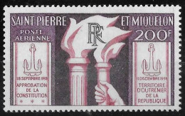 SAINT PIERRE ET MIQUELON - APPROBATION DE LA CONSTITUTION - PA 26 - NEUF** MNH - Nuovi