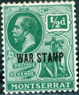 MONTSERRAT, RE GIORGIO V, 1918, FRANCOBOLLI NUOVI (MLH*) Scott:MS MR2, Yt:MS 54 - Montserrat