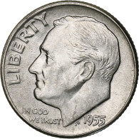 États-Unis, Dime, Roosevelt Dime, 1955, U.S. Mint, BU, Argent, SPL, KM:195 - 1946-...: Roosevelt