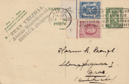 CARTE POSTALE PUBLICITAIRE AVEC ENTIER POSTAL ET DEUX TIMBRES OBLITERATION LIEGE 1937 - Postcards 1934-1951