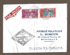 !!! 1ER VOYAGE AÉROMARITIME AFRIQUE-FRANCE, LETTRE PAR AVION DE COTONOU, DAHOMEY, POUR BORDEAUX, DE 1937 - Lettres & Documents